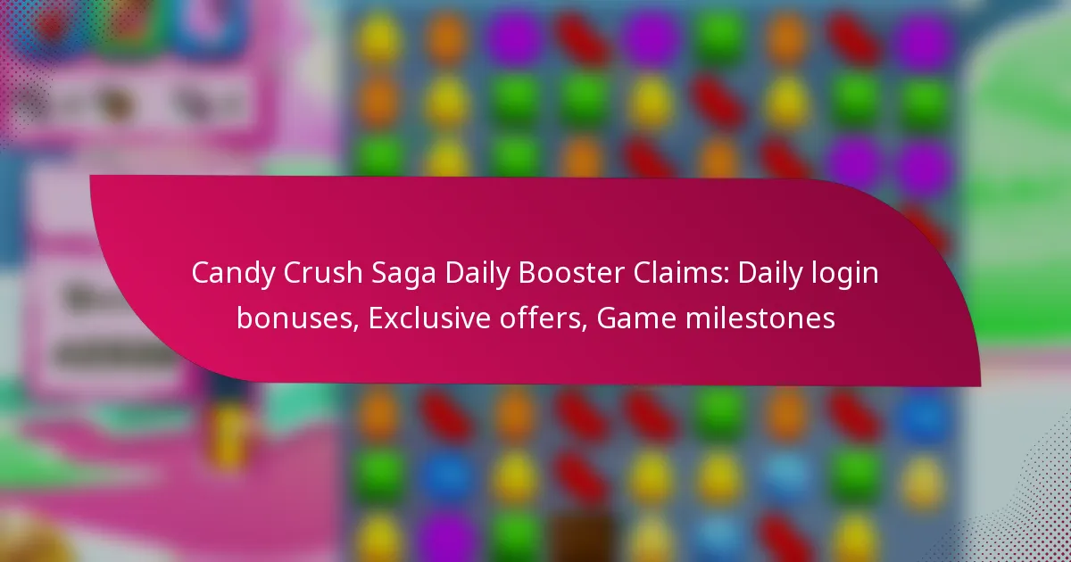 Candy Crush Saga Daily Booster Claims: Daily login bonuses, Exclusive offers, Game milestones