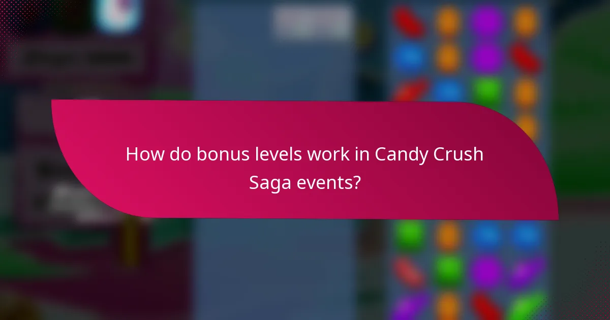 How do bonus levels work in Candy Crush Saga events?
