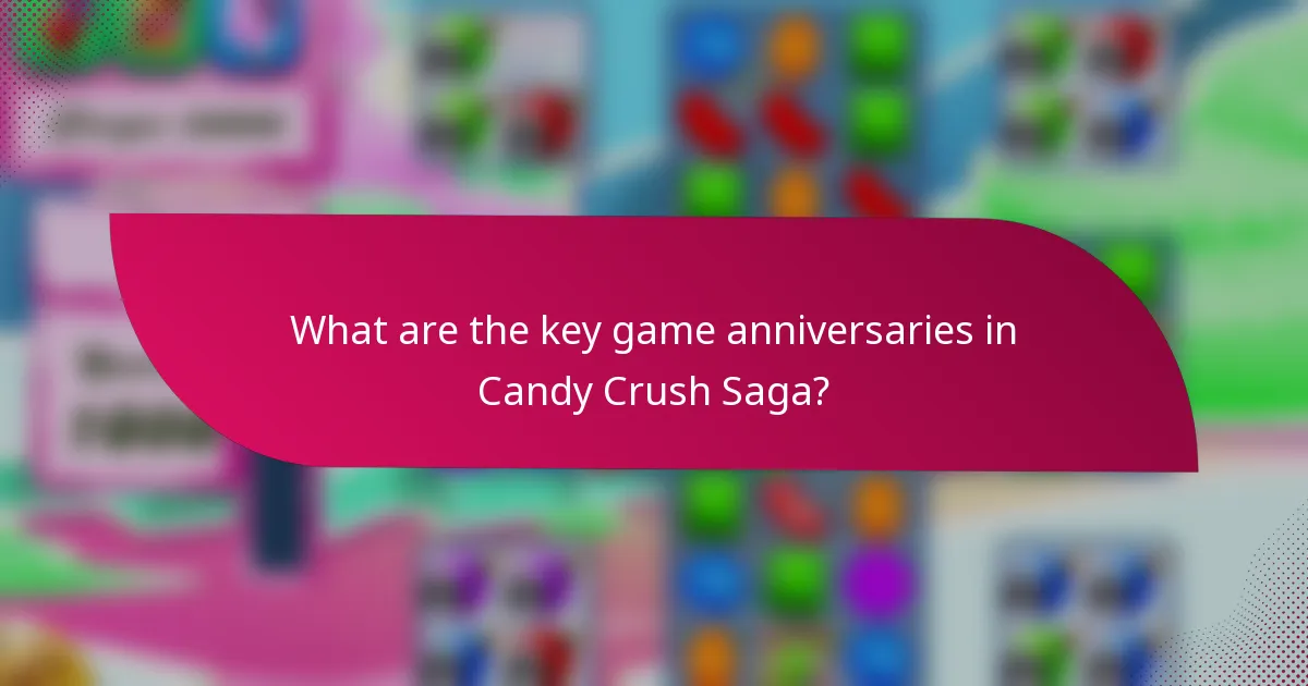 What are the key game anniversaries in Candy Crush Saga?